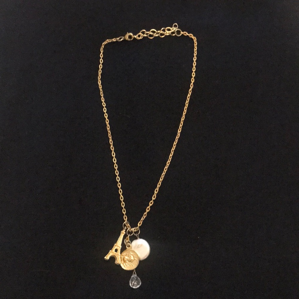Adorable charm necklace with Eiffel Tower